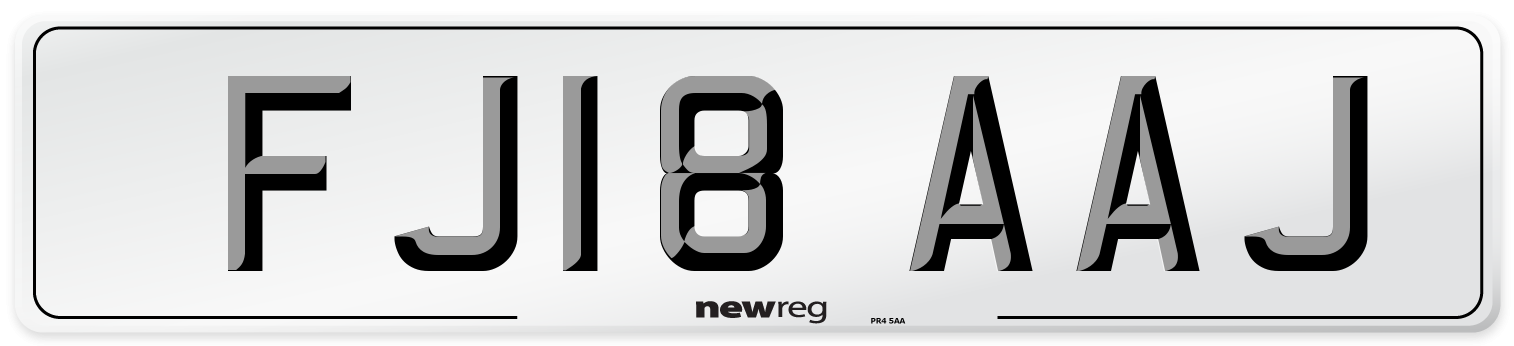 FJ18 AAJ Number Plate from New Reg